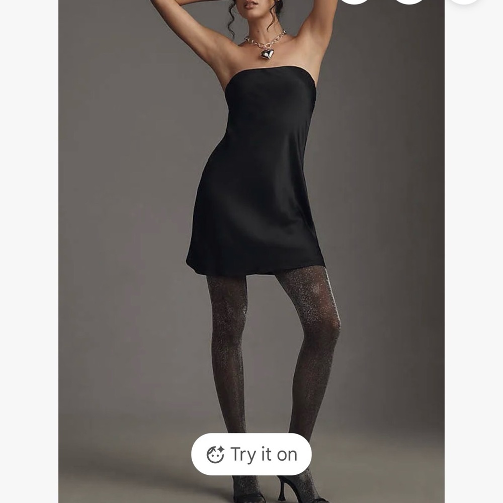 NWT Anthropologie Tilda Slip Mini Black Strapless Dress size small